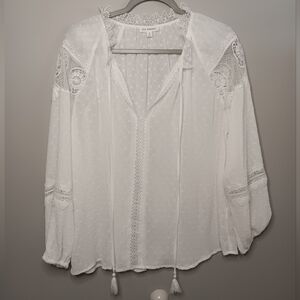 White Lace Detail Women's Top